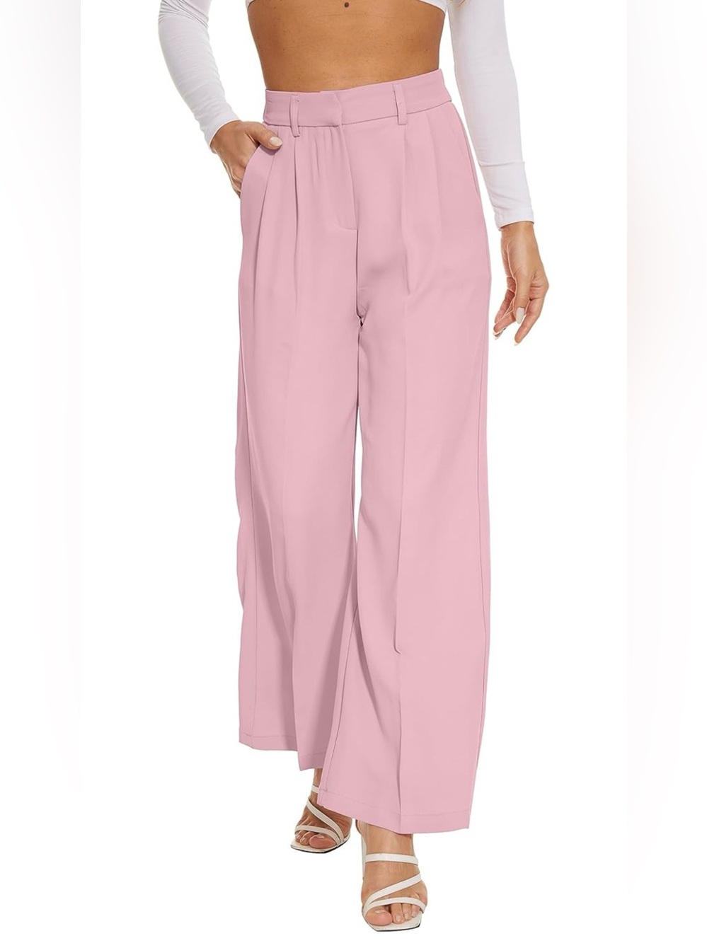 Funnyzo High-Waist Wide-Leg Pants - Pink size Large